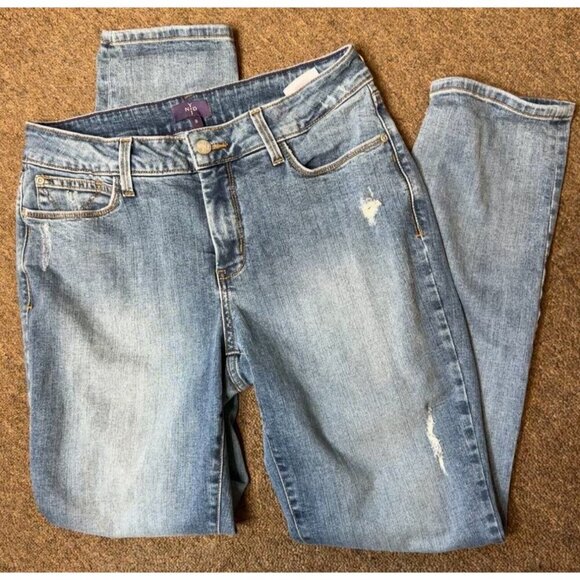 Not Your Daughters Jeans NYDJ Marilyn Ankle Jeans Distressed Med Wash Size 8 - Picture 1 of 10